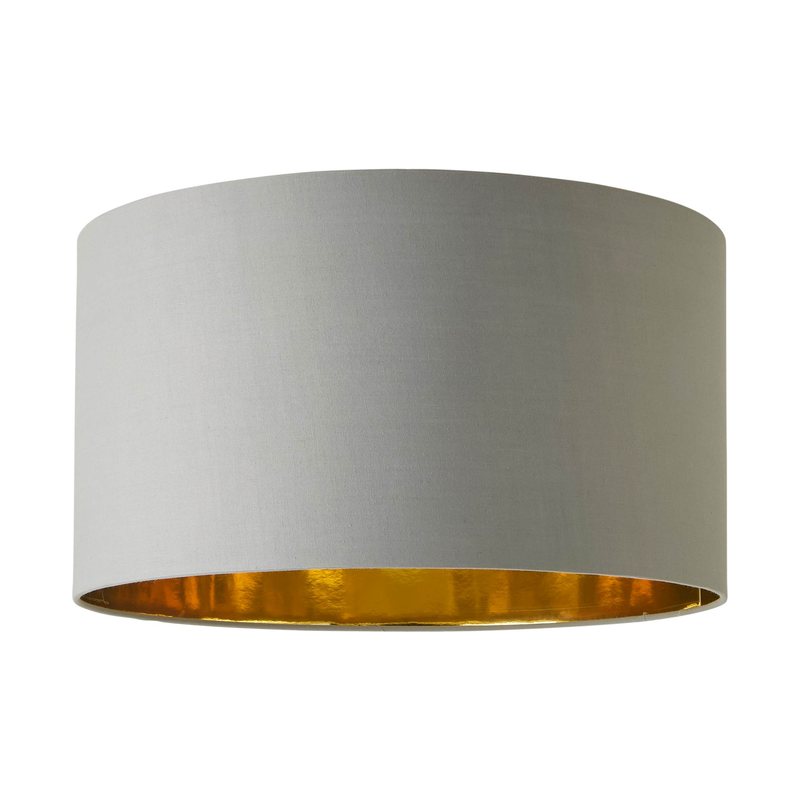 Drum Shade with Gold Inner in Warm Grey