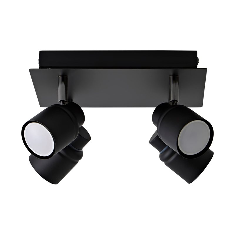 IP44 4-Way Square Ceiling Spotlight in Matte Black