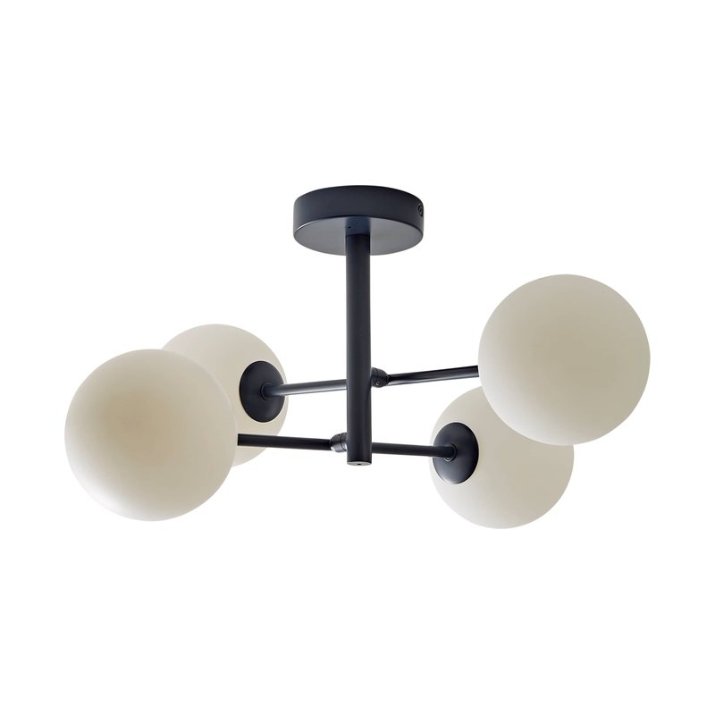 IP44 4 Arm Frosted Globe Ceiling Light in Navy Grey
