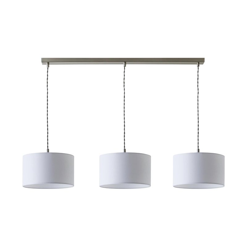 Diner Light with White Drum Shades in Brushed Silver